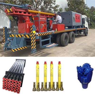 Máy khoan giếng nước Gl300at 6x4 Xe tải lỗ khoan gắn Dth với máy nén khí