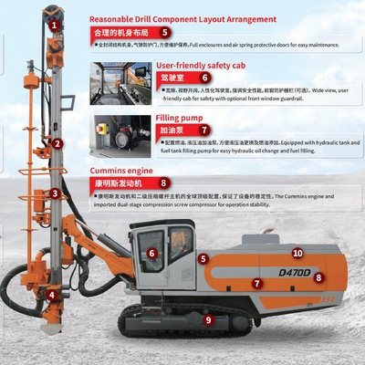 Khung gầm bánh xích thủy lực đầy đủ Máy khoan bề mặt DTH tích hợp để khai thác quặng