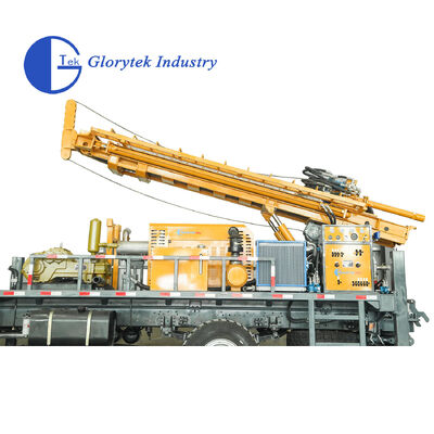 Truck thủy lực đầy đủ được gắn loại lỗ khoan nước khoan / khoan khoan, độ sâu 500m, đường kính lỗ 105-350mm